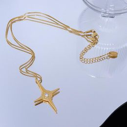 Pendant Necklaces Zircon Star Cross Necklace For Women Titanium Steel French Clavicle Choker Chain Jewellery Trendy Collier Wholesale Envio Gr