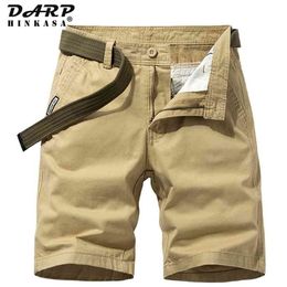 Summer Cotton Men Cargo Shorts Casual Solid Colour Khaki Short Pants Brand Clothing Jogger Military 210713