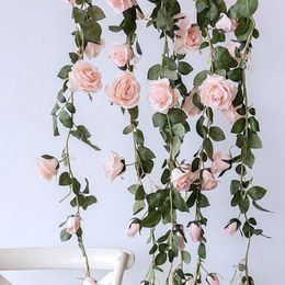 Decorative Flowers & Wreaths 2m Artificial Rose Ivy Vine Wedding Decoration Real Touch Silk Flower String Home Hanging Garland Party Decor