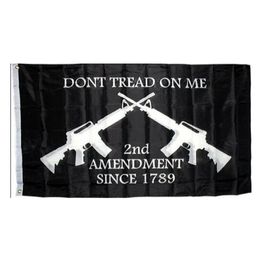 2nd Amendment Don't Tread on Me M16 Crossed Rifles 3x5ft Flags 100D Polyester Banners Indoor Outdoor Decoration Vivid Colour High Quality With Two Brass Grommets