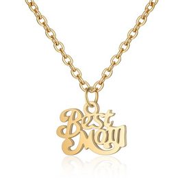 Letter Mom Pendant Necklace Stainless Steel Gold Hollow Letter Necklaces for Women Girls Mother Day Gift Fashion Jewelry Will and Sandy