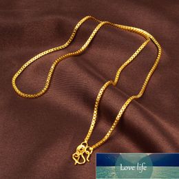 New 24K Gold Necklace 45CM Box Chain/Water Ripple/Single Water Ripple Necklace With Chain For Woman Jewellery Gift With Chain DIY Factory price expert