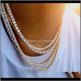 Tennis, Graduated Necklaces & Pendants Drop Delivery 2021 Mens Diamond Iced Out Tennis Sier Rose Gold Chain Hip Hop Necklace Jewellery M 4Mm 5M