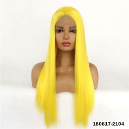 Synthetic Lacefrontal Wig Simulation Human Hair Lace Front Wigs 12~26 inches Yellow Color Perruques de cheveux humains Pelucas 180817-2104