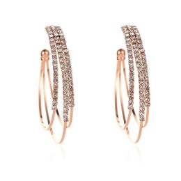 Exaggerate Multilayer Crystal Dangle Earrings For Women C Shape Circle Statement Female Hoop Earring Fashion Korean Party Jewelry