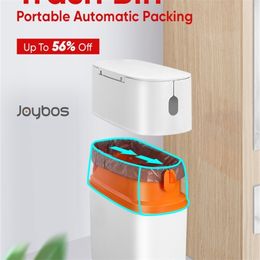 Joybos waterproof garbage bucket trash can with lid portable automatic packing living room bathroom kitchen storage box 211222