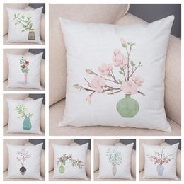 Nordic Style Cushion Cover Art Plant Cactus Green Leaves Pillowcase For Sofa Home Car Simple Soft Plush Pillow Case 45x45cm Cushion/Decorati