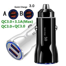 Fast Quick Charging Dual USb Ports Car Charger QC3.0 36W 30W Auto Power Adapters For IPhone 11 13 14 15 Pro Samsung htc android phone Gps pc