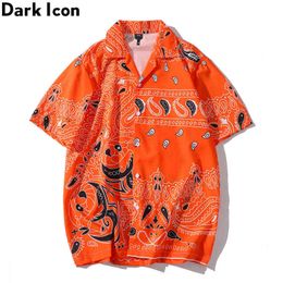 Orange Bandana Hawaiian Shirt Men Women Summer Vintage Men's Shirt Street Fashion Shirts for Men 210603