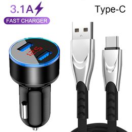 Car Charger Fast Charge Type C USB Phone Charging Cable For Huawei P30 P20 Pro Lite Mate 20 Pro 20X Honor 10 20 Lite Car Charger