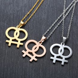 Zorcven Venus Symbol Charme Weibliche Lesben LGBT Halskette Frauen Anhänger Les Gold Silber Farbe Edelstahl Hochzeit Schmuck