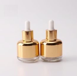 120pcs 30ml Transparent Glass Dropper Bottle With Gold cap, 30cc Empty Cosmetic Packaging Container Vials Essential Oil Bottles SN2918