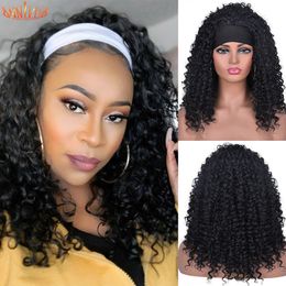 Headband Long Curly Hair Wigs For Black Women Water Wave Natural Glueless Synthetic Heat Resistant Wig 16 Inch Anniviafactory direct