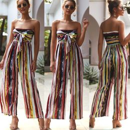 Women's Jumpsuits & Rompers 2021 Summer Tube Top Straps Sexy Jumpsuit Impressionist Printing Stitching Casual Trousers Fashion Clothing