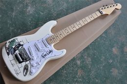 White body Electric Guitar with Special Pattern,White Pickguard,SSS Pickups,Chrome Hardware,Provide customized services