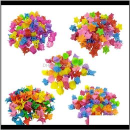 100Pcslots Mixed Colours Children Girl Boutique Mini Heart Paw Butterfly Shape Clips Cute Barrettes