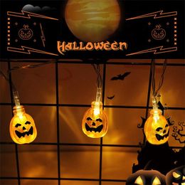 1.5m 10Led Halloween Pumpkin Ghost Skeletons Bat Spider Led Light String Festival Bar Home Party Decor HalloweenDay Ornament D2.0