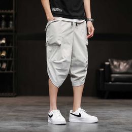 Cotton Harem Pants Male Casual Hip Hop Trousers Cross Bloomers Calf-Length Pants Joggers Streetwear 2021 New X0723