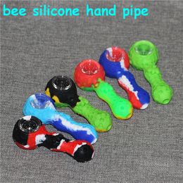 Silicone Spoon Hand Pipes bee Silicon Mini Water Pipe Dabble tool for Dry Herb Colourful wax