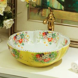 Flower Shape Art wash basin Ceramic Counter Top Wash Basin Bathroom Sinks porcelain sinkgood qty