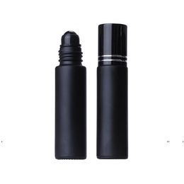 new 10ML Black Essential Oil Bottle Glass Roll On Perfume Crystal Roller Ball Bottles EWE7436