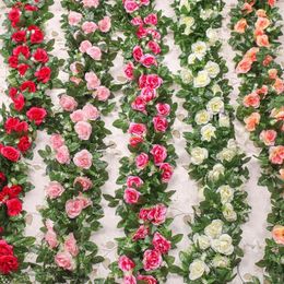 Decorative Flowers & Wreaths 2.2 M Artificial Rose Vines Hanging For Romantic Wedding Arch Home Front Door Lintel Swag Party Garden Decor