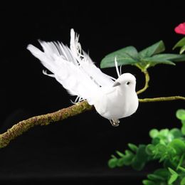 -Décorations de jardin Simulation Oiseaux Mousse Dove Pigeon Bricolage Fenêtre Artisanat Ornements Artificiels Feather Pour Fournitures à la maison