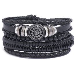 Link, Chain 2021 Simple Retro Braided Personality Leather Bracelet Diy Combination 4-piece Mens SBR210082