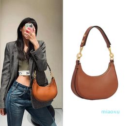 Evening Bags Fashion Retro Simple Crescent Moon Shoulder Bag Women Genuine Leather Female Bag\Handbag Real Crossbody Phone