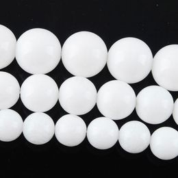 WOJIAER Natural White Jades Gem Stone Round 8 10 12mm Loose Beads Strand 15.5Inches BY903