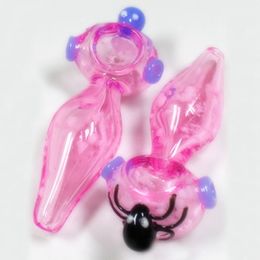 Colourful Pink Handmade Spider Decoration Pipes Pyrex Thick Glass Dry Herb Tobacco Smoking Handpipe Oil Rigs Luxury Philtre Holder High Quality DHL Free