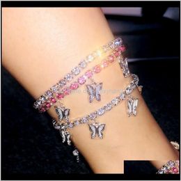 Anklets Jewellery Drop Delivery 2021 Cross Border Creative Man-Made Diamond Small Pendant Anklet Female Butterfly Style Shiny Foot Orna Udk2E