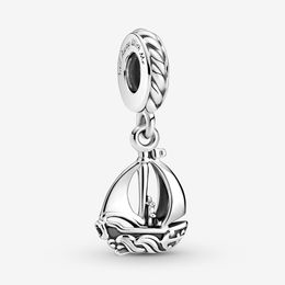 100% 925 Sterling Silver Sparkling Sail Boat Dangle Charm Fit Original European Charms Bracelet Fashion Wedding Egagement Jewellery Accessories