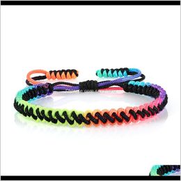 Beaded, Strands Drop Delivery 2021 Ethnic Style Red Rainbow String Braided Bracelet Handmade Woven Lucky Rope Women Men Bracelets Wristband B