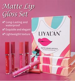 LIYALAN 6Pcs/set Matte Lip Gloss Set Liquid Lipstick Waterproof Long Lasting Moisturising Lipsticks Women Lip Tint Beauty Cosmetics Sets
