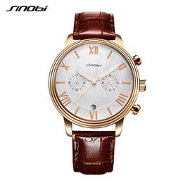 Sinobi Fashion Sale Men's Watch Leather Wristwatch Men Waterproof Luminous Calendar Luxury Sports Watches Relogio Masculino Q0524
