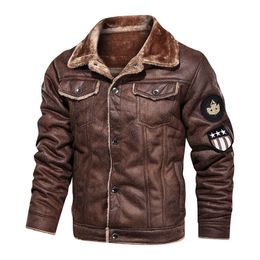 Autumn Winter Men Wool Jackets and Coats Retro Style Suede Jacket Men Motorcycle Jacket Fur Lined Warm Coat Velvet Overcoat