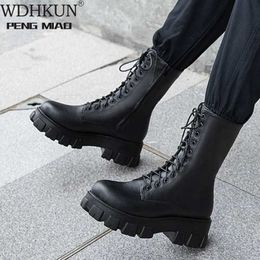 WDHKUN Winter New Women Casual Boots Fashion Warm Top Quality Pu Leather Platform Military Size 35-43 White Y0905