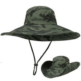 new Camouflage Fisherman Hat Party Supplies Camouflages Caps Sport leaf Jungle Military Cap Fishing Hats Sun Screen Gauze Cowboy EWE7214