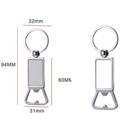 500pcs Sublimation Blank Beer Bottle Opener Keychain Metal Heat Transfer Corkscrew Key Ring Household Kitchen Tool SN2971