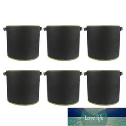Tree Planting Bag Vegetable Pot Felt Material Repeatedly Use Non-woven Fabric Black Color 6pcs Handles Gallon Growing Bags Planters & Pots