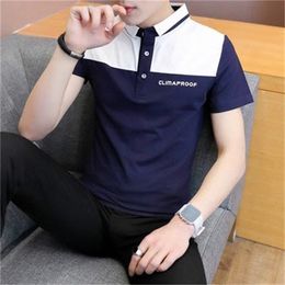 Men's embroidered Korean version of the trend self-cultivation cotton clothes shirt collar tide brand Paul t-shirt 210420