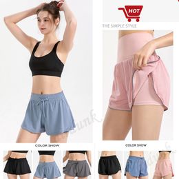 Fashion Lu loose yoga outfit shorts quick womens dry gym sports short summer dresses wear solid Colour sport elastic fitness tights leggings