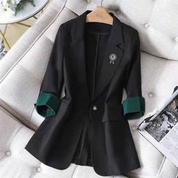 Summer Women's Office Suit Oversized 4XL Ropa Mujer Black Coat Single Button Blazer Femme Slim Jackets Spring All-Match 211122