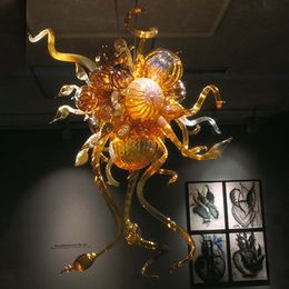 Италия Конструированные лампы Antique Amber Цвет Ручной вручную Стеклянные Люстры Светло-Современное Светодиодное Настройка Пузырьковая Люстра для домашнего декора 20 на 32 дюйма