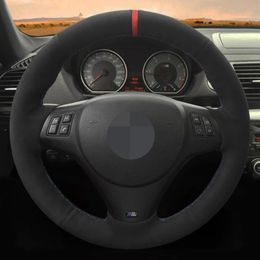 Steering Wheel Covers Car Cover Non-Slip Black Genuine Leather Suede For M Sport M3 E90 E91 E92 E93 E87 E81 E82 E88 X1 E84