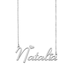 Pendant Necklaces Natalia Name Necklace Personalised Stainless Steel Women Choker 18k Gold Plated Alphabet Letter Jewelry Friends Gift