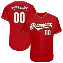 Custom Red White-Old Gold-05055 Authentic Baseball Jersey