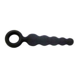 NXY Sex Anal toys Five-Inch Chain Black Silicone Back Court Plug Pull Beads Toys Adult Products 1202