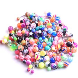 Newest Mixed Colour Ball Tongue Navel Nipple Barbells Rings Nose Ring Bars Body Jewellery